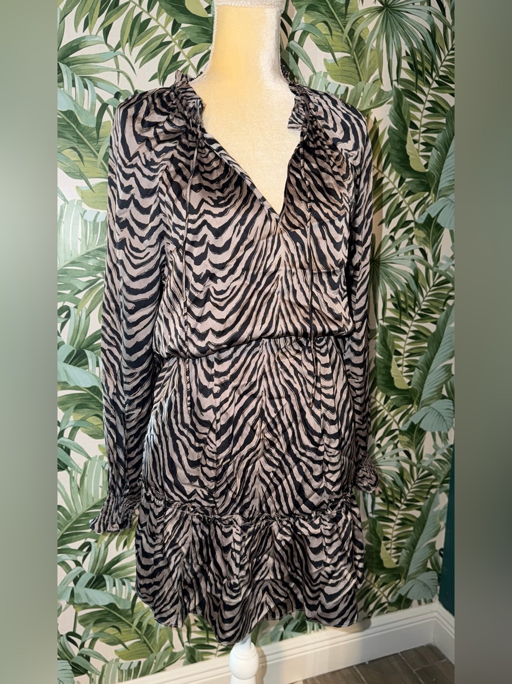 Caballero Zebra Print Tunic Dress in Black & Cream Small